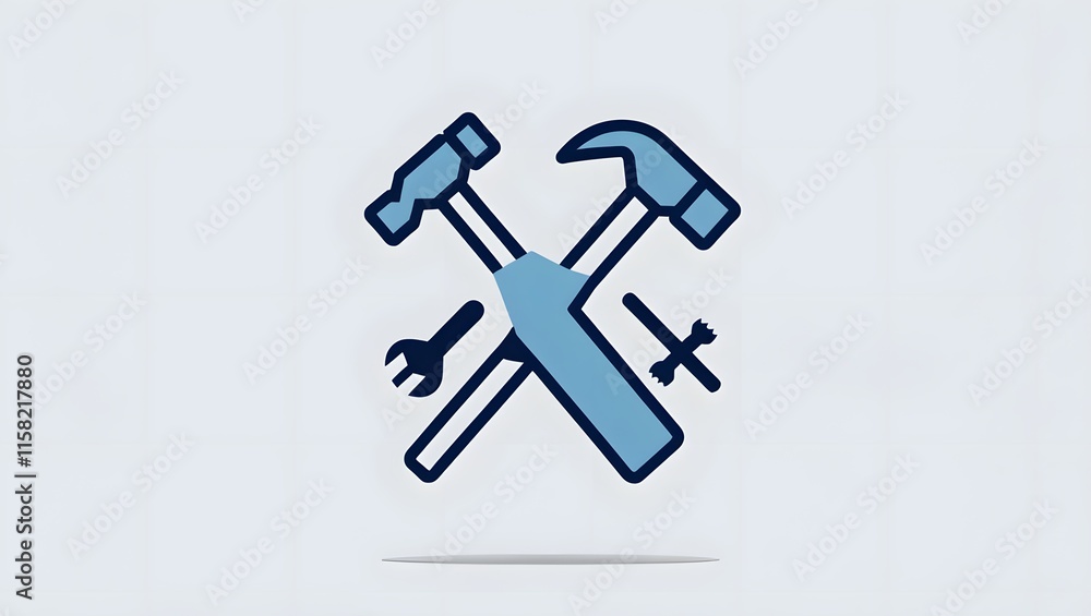 blue and white symbol with tools blue and white symbol with tools