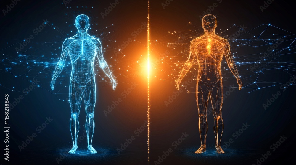 Digital representation of human anatomy concept. Digital representation of human anatomy concept.