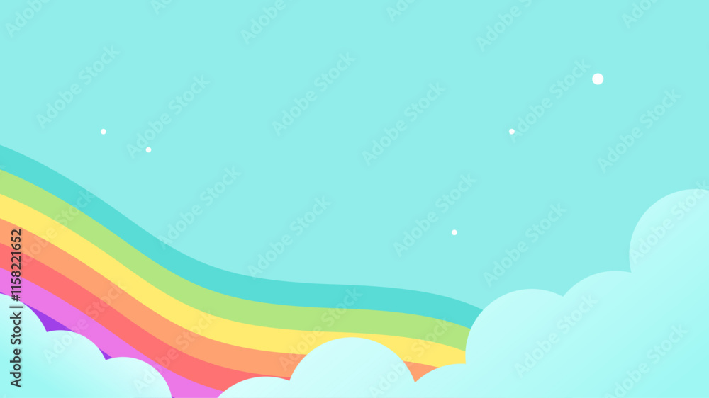 Rainbow and Clouds Illustration on Blue Background vector illustration Rainbow and Clouds Illustration on Blue Background vector illustration