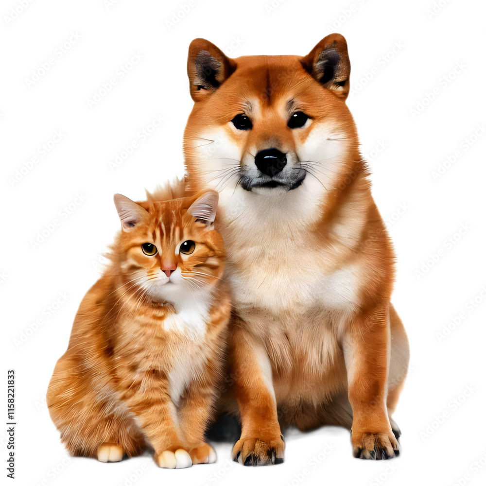 Fototapeta premium cat and dog on white background