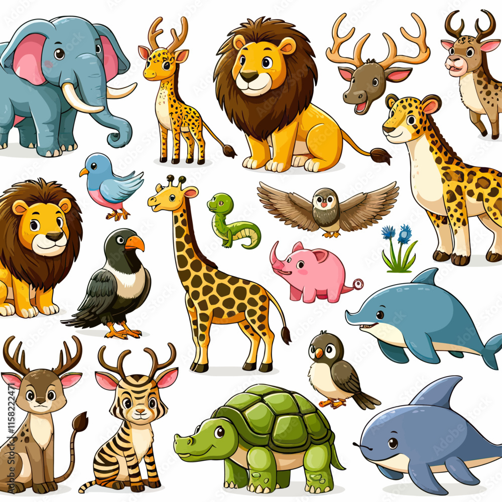 Naklejka premium set of cartoon animals