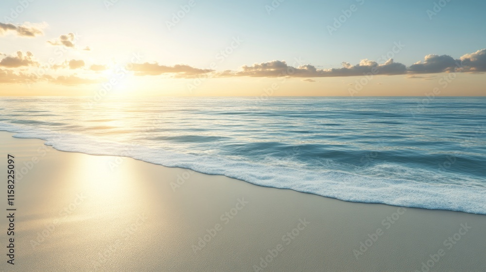 Serene ocean view under peaceful sunset sky. Serene ocean view under peaceful sunset sky.