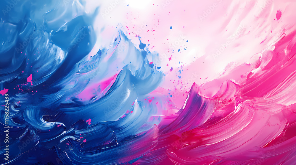 Abstract Swirls of Color: A mesmerizing abstract painting featuring vibrant pink and blue brushstrokes that dance across the canvas in a dynamic and captivating display. Abstract Swirls of Color: A mesmerizing abstract painting featuring vibrant pink and blue brushstrokes that dance across the canvas in a dynamic and captivating display.
