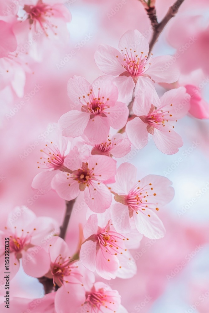 Naklejka premium Pink Flowers on Tree