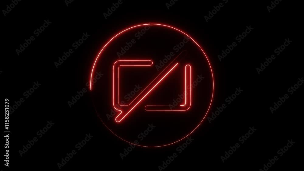 Glowing Neon Button Icon with Smooth Animation on Black Background - HD Motion Graphics Video Glowing Neon Button Icon with Smooth Animation on Black Background - HD Motion Graphics Video