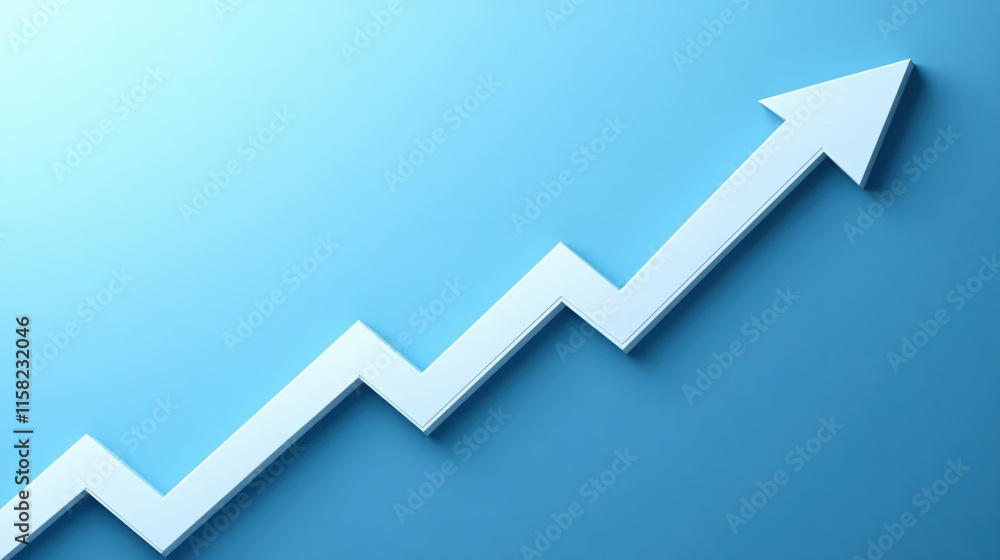 Blue Arrow Upward Trend on Minimalist Background for Business Success Concept Blue Arrow Upward Trend on Minimalist Background for Business Success Concept