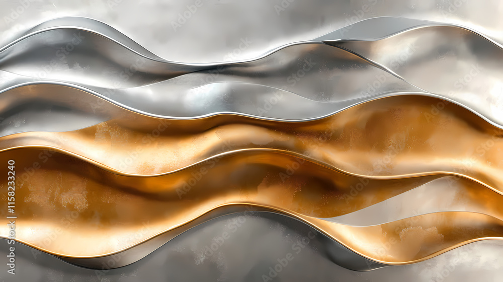 Silver and Gold Abstract Waves Silver and Gold Abstract Waves