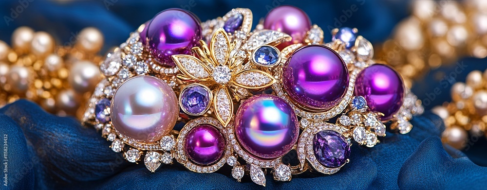 Iridescent Pearls Surrounded by Diamond Facets Iridescent Pearls Surrounded by Diamond Facets