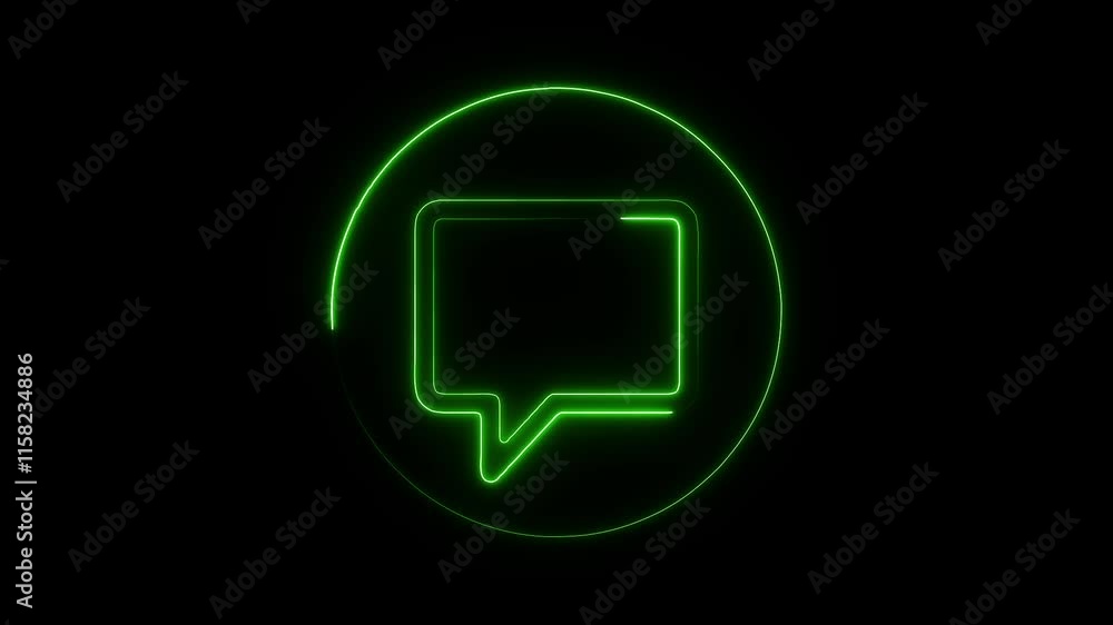 Glowing Neon Chat Icon with Smooth Animation on Black Background - HD Motion Graphics Video Glowing Neon Chat Icon with Smooth Animation on Black Background - HD Motion Graphics Video