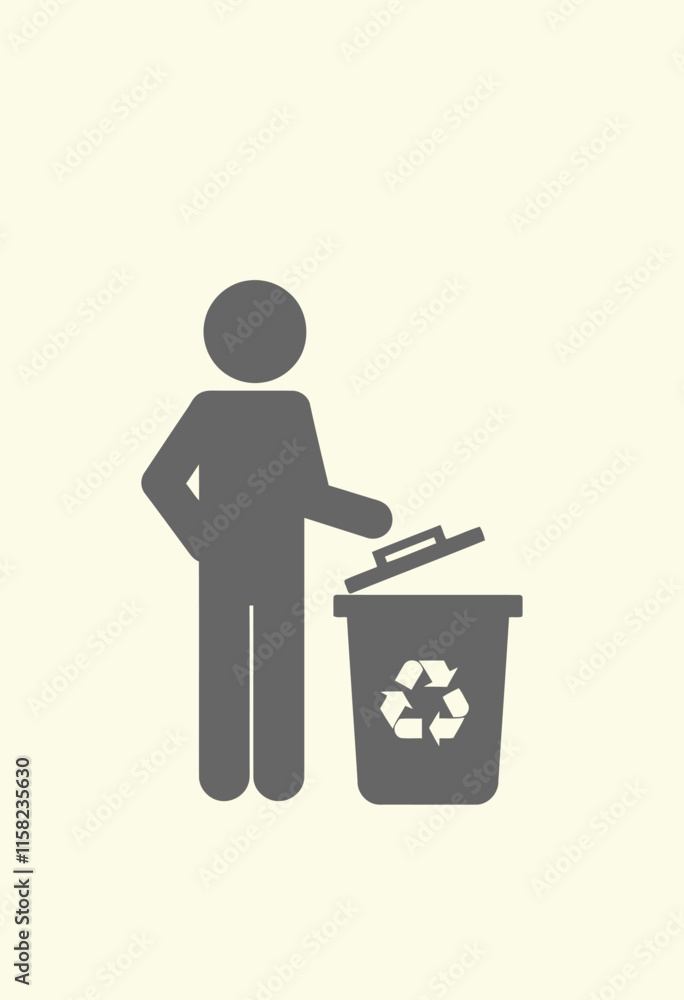 Trash Can Icon: Simple Black and White Pictogram Highlighting Waste Management and Ecological Responsibility in Littering Awareness Trash Can Icon: Simple Black and White Pictogram Highlighting Waste Management and Ecological Responsibility in Littering Awareness