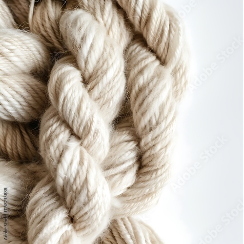 Woolen yarn on a white background. Close-up. photo