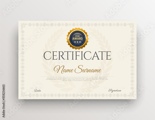 Certificate Template Business Training Achievement with Elegant and luxurious certificate awards template design