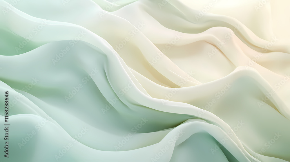 Obraz premium Serene Silk Drape: Mint and Cream Gradient Texture