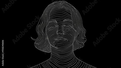 A shadowy outline of a unidentified person, anonymous and enigmatic woman. obscured misterious identity. noname, incognito. ai generated. Obfuscate. Illustration photo