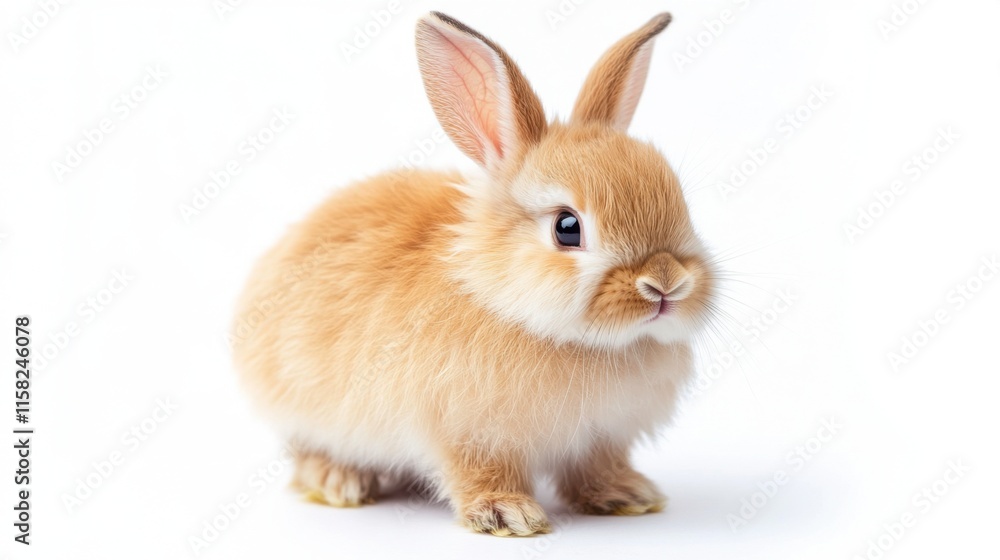 Fluffy Rabbit Standing on Its Hind Legs in Clean Background Fluffy Rabbit Standing on Its Hind Legs in Clean Background