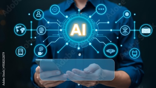 AI Learning and Artificial Intelligence Concept. Business, modern technology, internet and networking concept.