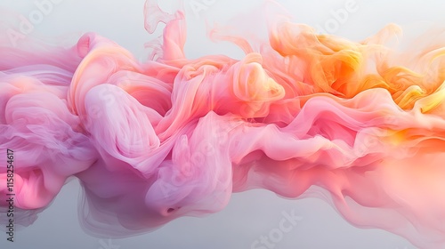 Abstract Pink and Orange Ink Swirls in Water