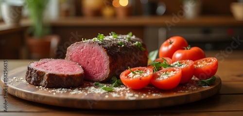 Perfectly Cooked Top Sirloin Petite Roast with Roasted Tomatoes