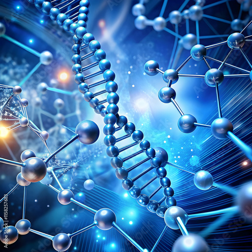 DNA  molecule structure   on labortary background photo