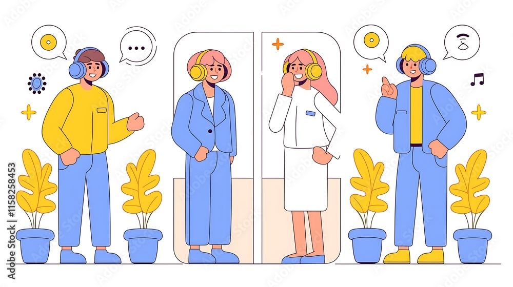 Illustration of a virtual assistant chatbot interface on a screen Illustration of a virtual assistant chatbot interface on a screen