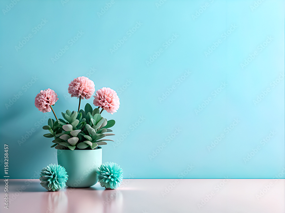 Pastel Floral Arrangement with Succulents. Plant Background Pastel Floral Arrangement with Succulents. Plant Background