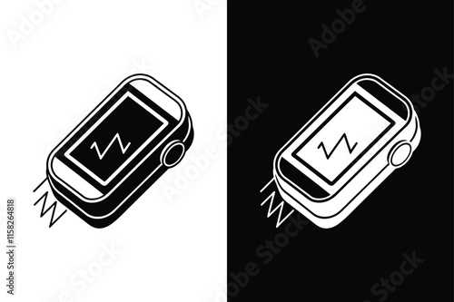 Pulse Oximeter Iconography. Minimalist Glyph Art for Medical Graphics