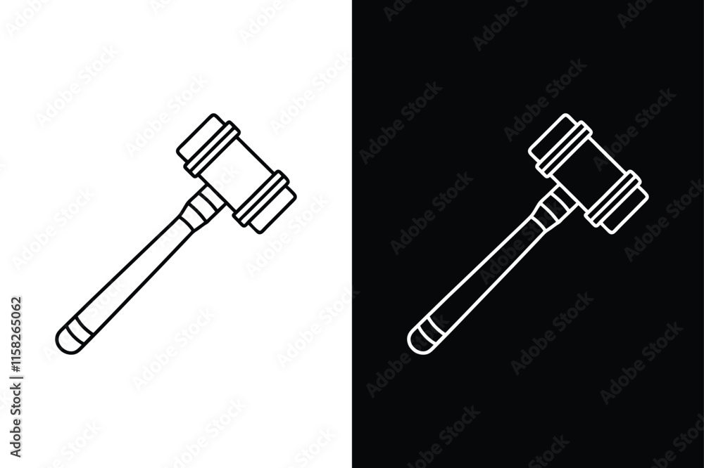 Reflex Hammer Icon Collection. Clean Line Art for Medical Applications Reflex Hammer Icon Collection. Clean Line Art for Medical Applications