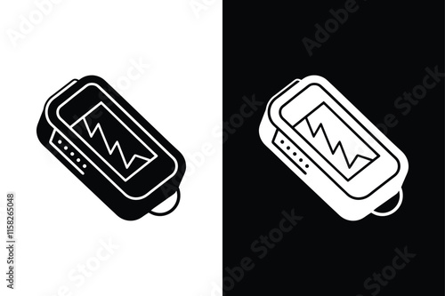 Pulse Oximeter Icon. Sleek Silhouette Vector for Medical Applications
