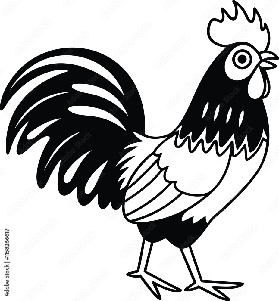 Fototapeta premium Hen silhouette vector, Hen or chicken vector illustration, Hen or chicken line art vector