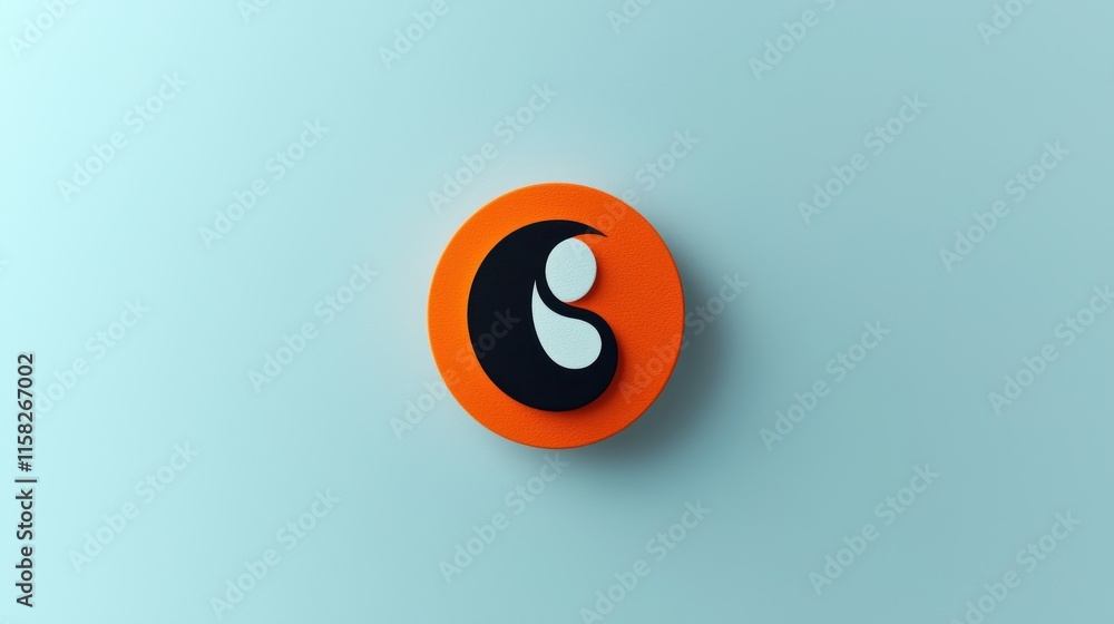 Minimalist logo design featuring a black and white abstract symbol on an orange circular background, showcasing modern branding aesthetics and contemporary color contrast. Minimalist logo design featuring a black and white abstract symbol on an orange circular background, showcasing modern branding aesthetics and contemporary color contrast.