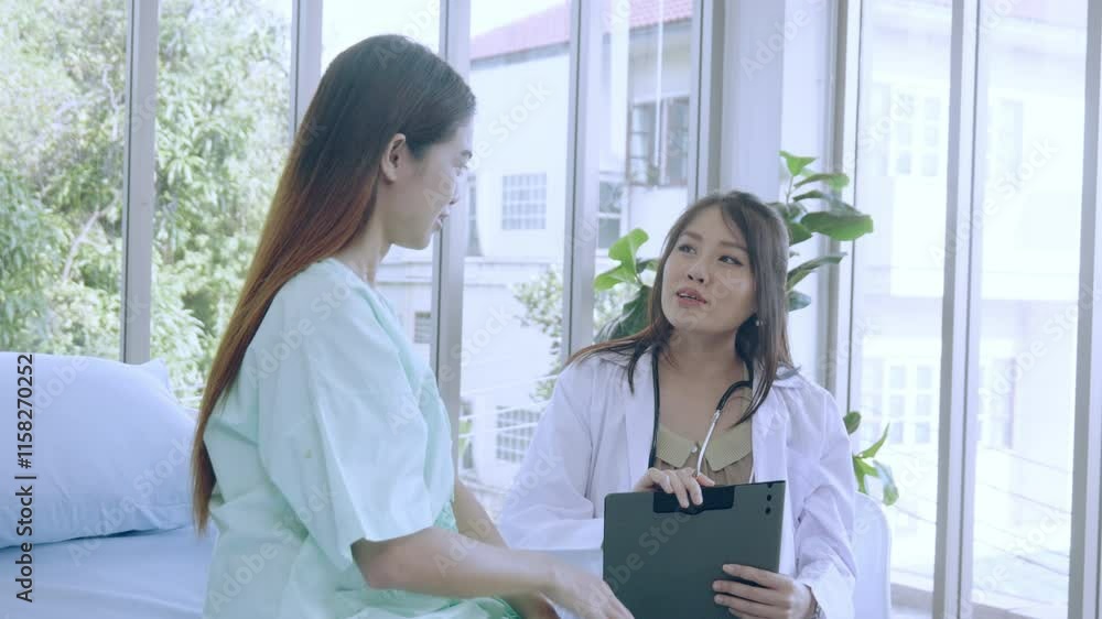 Pregnant doctors interview and treat female patients. Pregnant doctors interview and treat female patients.