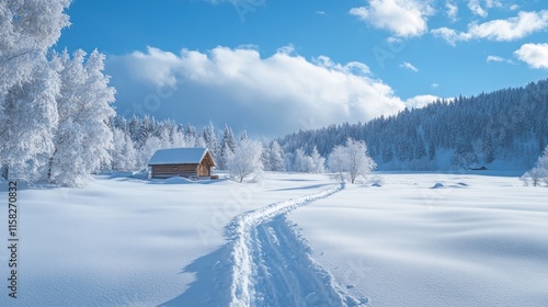 Wallpaper Mural Winter Wonderland: Secluded Cabin in Snowy Mountains Torontodigital.ca