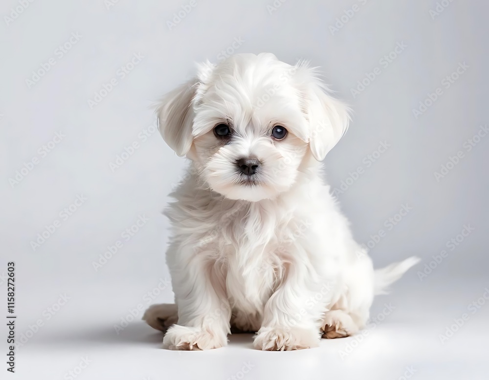 Adorable Maltese Puppy Sitting On A White Background Adorable Maltese Puppy Sitting On A White Background