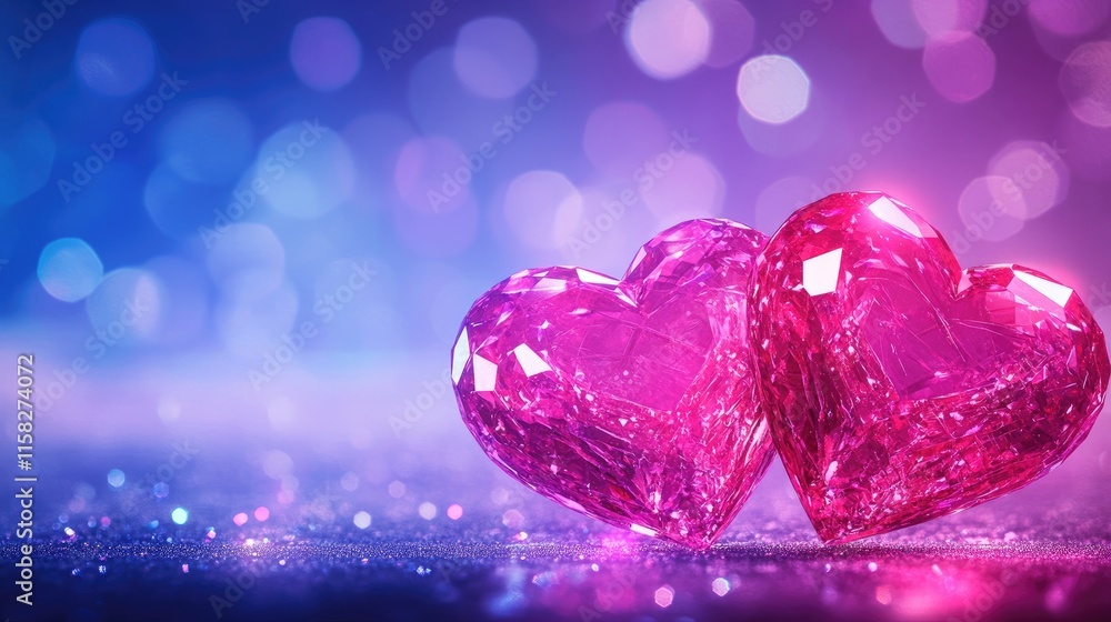 Heart of Gems on Radiant Pink Crystal Surface Heart of Gems on Radiant Pink Crystal Surface