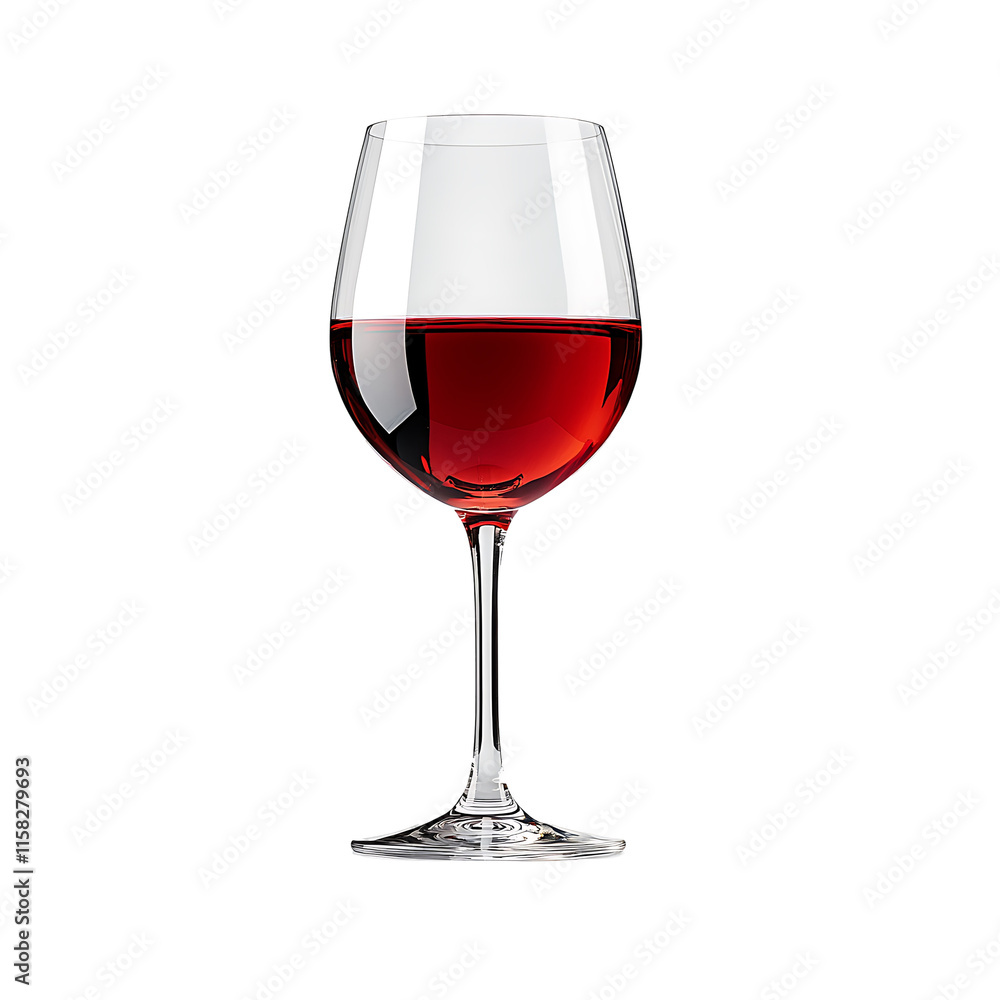 Red wine glass full of wine Transparent Background.