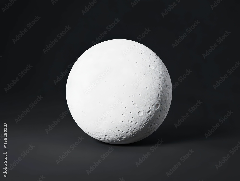 3d moon icon with craters minimalist design matte grey studio environment artistic viewpoint modern concept