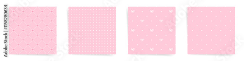 Romantic Pink Pattern Set with Hearts, Polka Dots, Bows, and Minimalist Motifs for Valentine’s and Wedding Designs