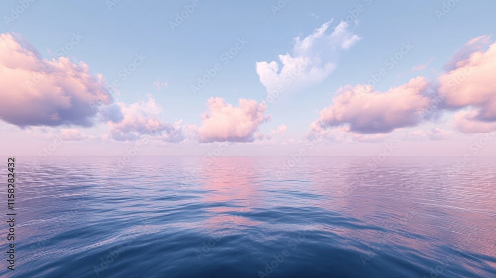 Obraz premium Serene Ocean View with Soft Clouds and Tranquil Water Calmness