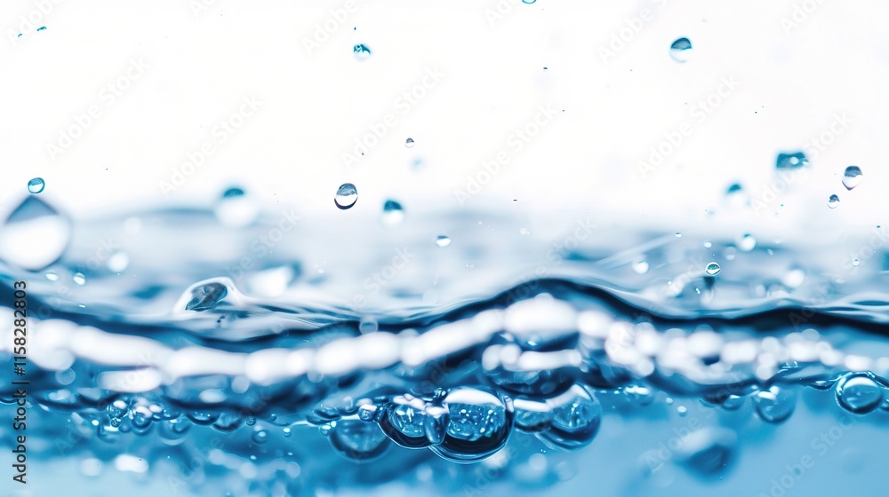 Beautiful blue water droplets arranged gracefully on a pure white background. The blue water droplets look so clear and shiny, like precious gems, standing out against the simplicity of the white back Beautiful blue water droplets arranged gracefully on a pure white background. The blue water droplets look so clear and shiny, like precious gems, standing out against the simplicity of the white back