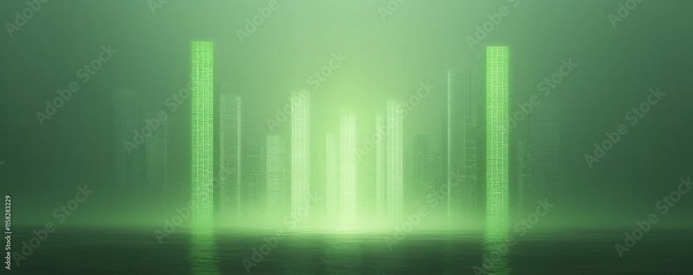 energy policy legislation concpt. Digital green light beams with a misty background creating a futuristic vibe. energy policy legislation concpt. Digital green light beams with a misty background creating a futuristic vibe.
