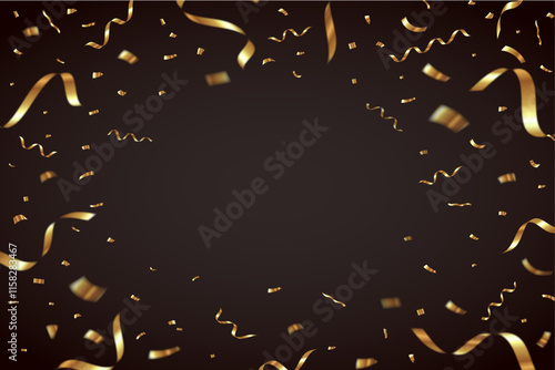 ゴールドの紙吹雪のベクターイラスト 金色の紙吹雪のフレーム