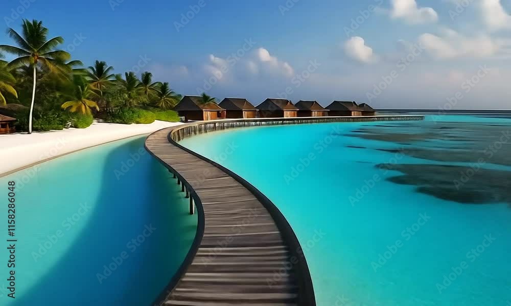 Wooden pier over the clear blue sea Wooden pier over the clear blue sea