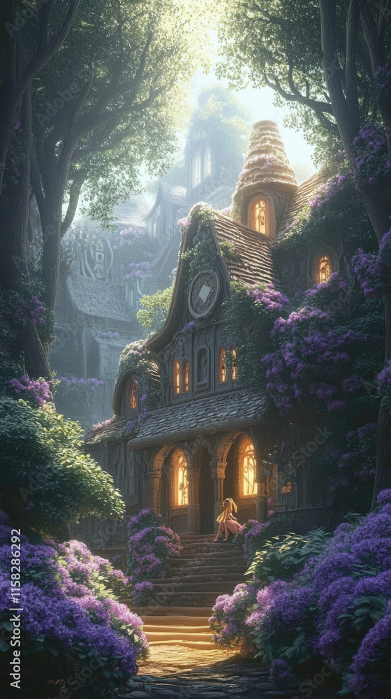 A house covered in moss in the forest A house covered in moss in the forest