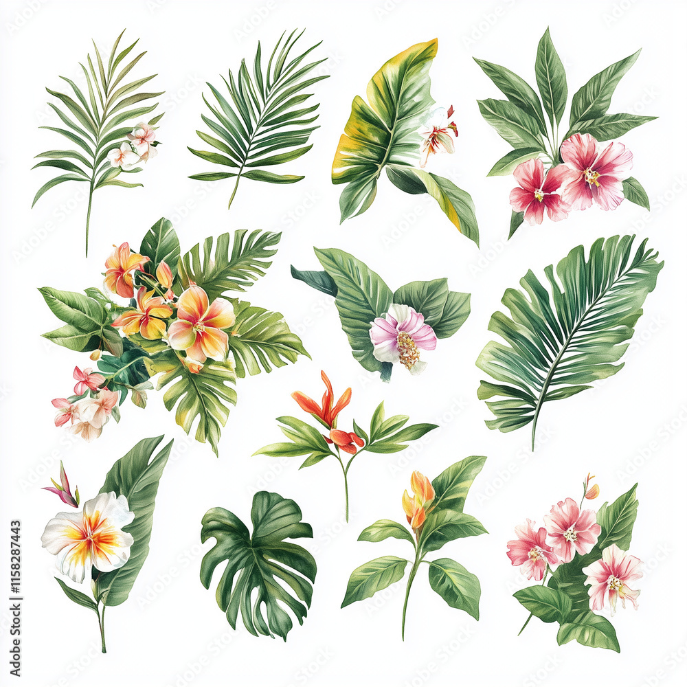 set of tropical floral set of tropical floral