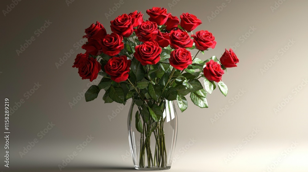 Vibrant Red Roses in Elegant Vase for Romantic Occasions Vibrant Red Roses in Elegant Vase for Romantic Occasions