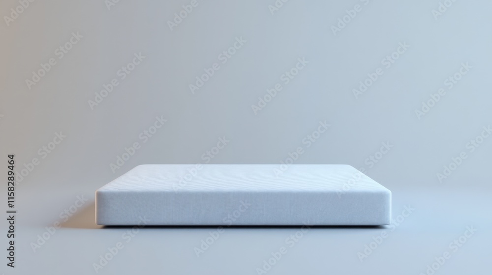Minimalist White Mattress on Simple Gray Background Surface Minimalist White Mattress on Simple Gray Background Surface
