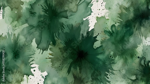 Watercolor background, art abstract surface green watercolor painting textured design on white paper background, banner, backdrop, template, poster, wallpaper Generative AI