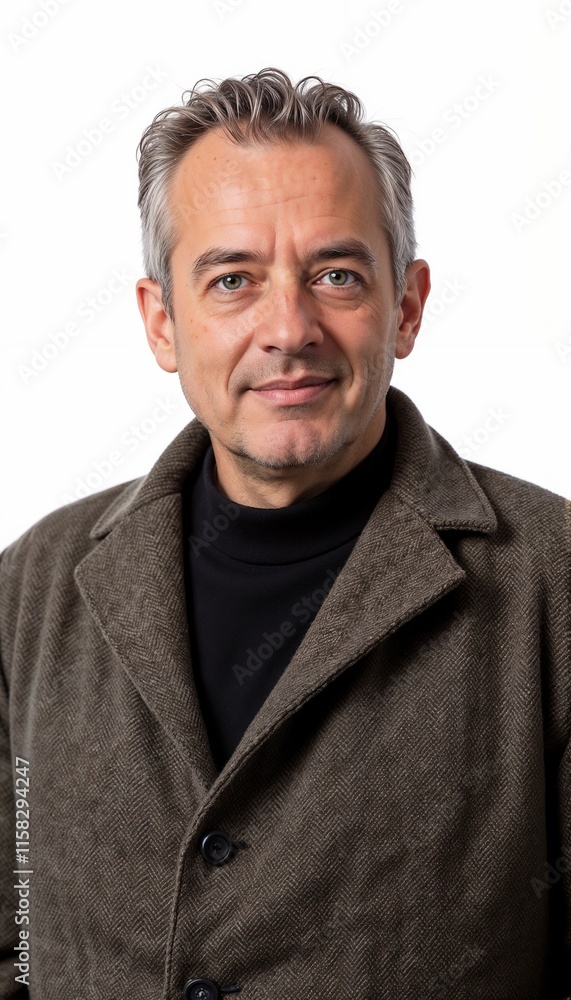 Mature man in brown wool coat on white background. For premium menswear retailers and business fashion. Mature man in brown wool coat on white background. For premium menswear retailers and business fashion.