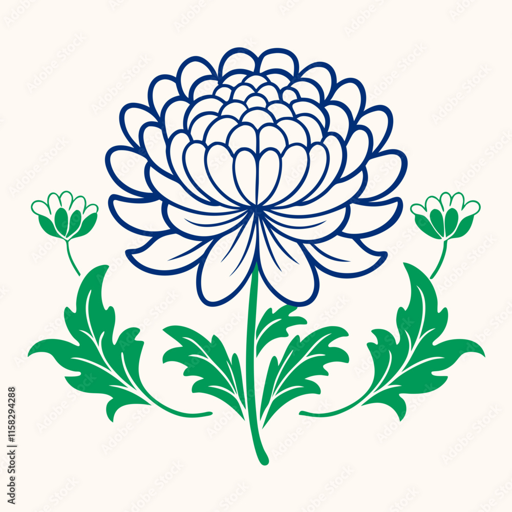 Fototapeta premium vector illustration of chrysanthemum flower nature plant cartoon design style