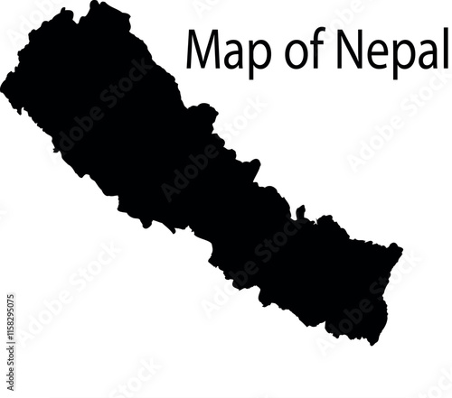 black map of nepal vector illustration